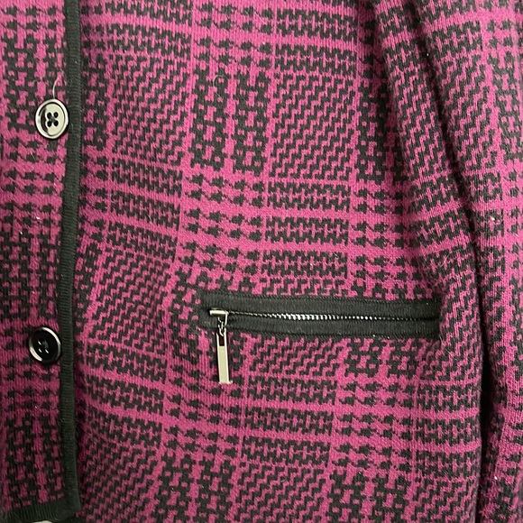 Jones New York Purple Plaid Cardigan Sweater Size M - Picture 3 of 7